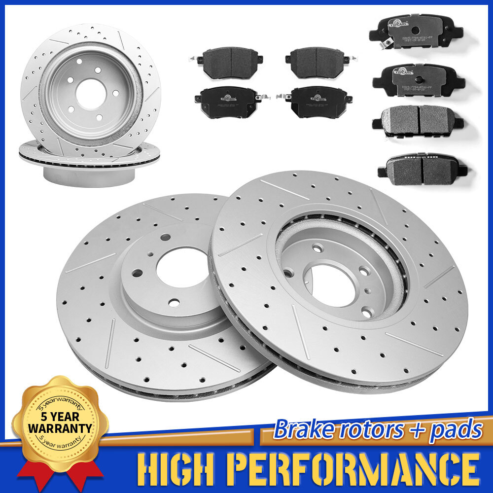 Front Rear Drilled Slotted Brake Rotors & Pads Kit For 2005 – 2012 Nissan Murano
