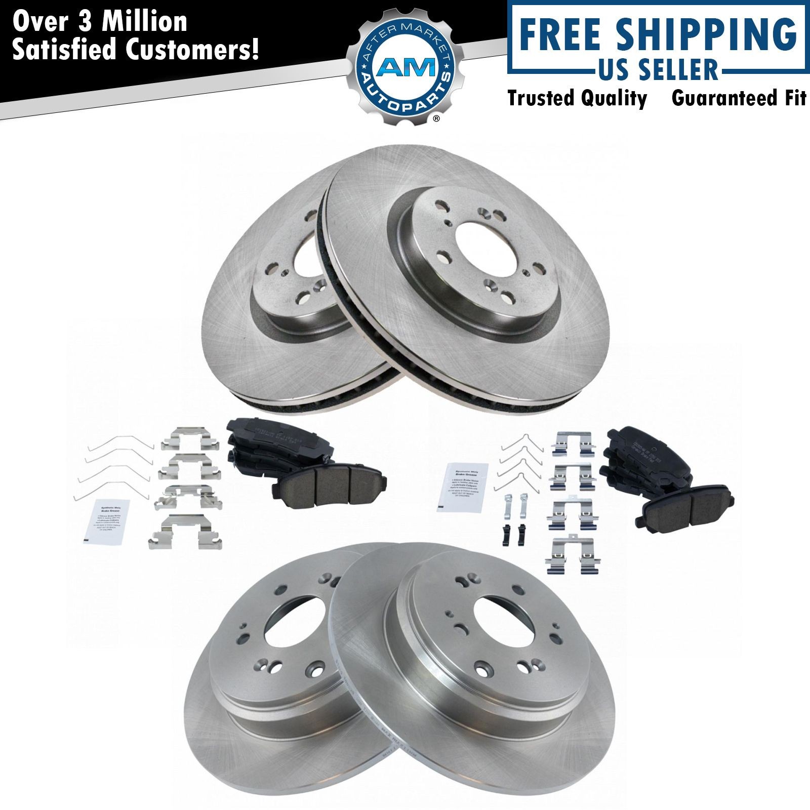Front & Rear Ceramic Brake Pad & Rotor Set LH & RH Sides for Honda Odyssey