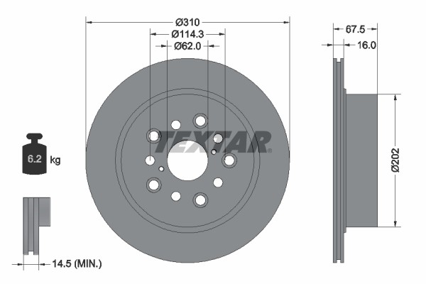 Textar 92185703 Brake Disc for Lexus