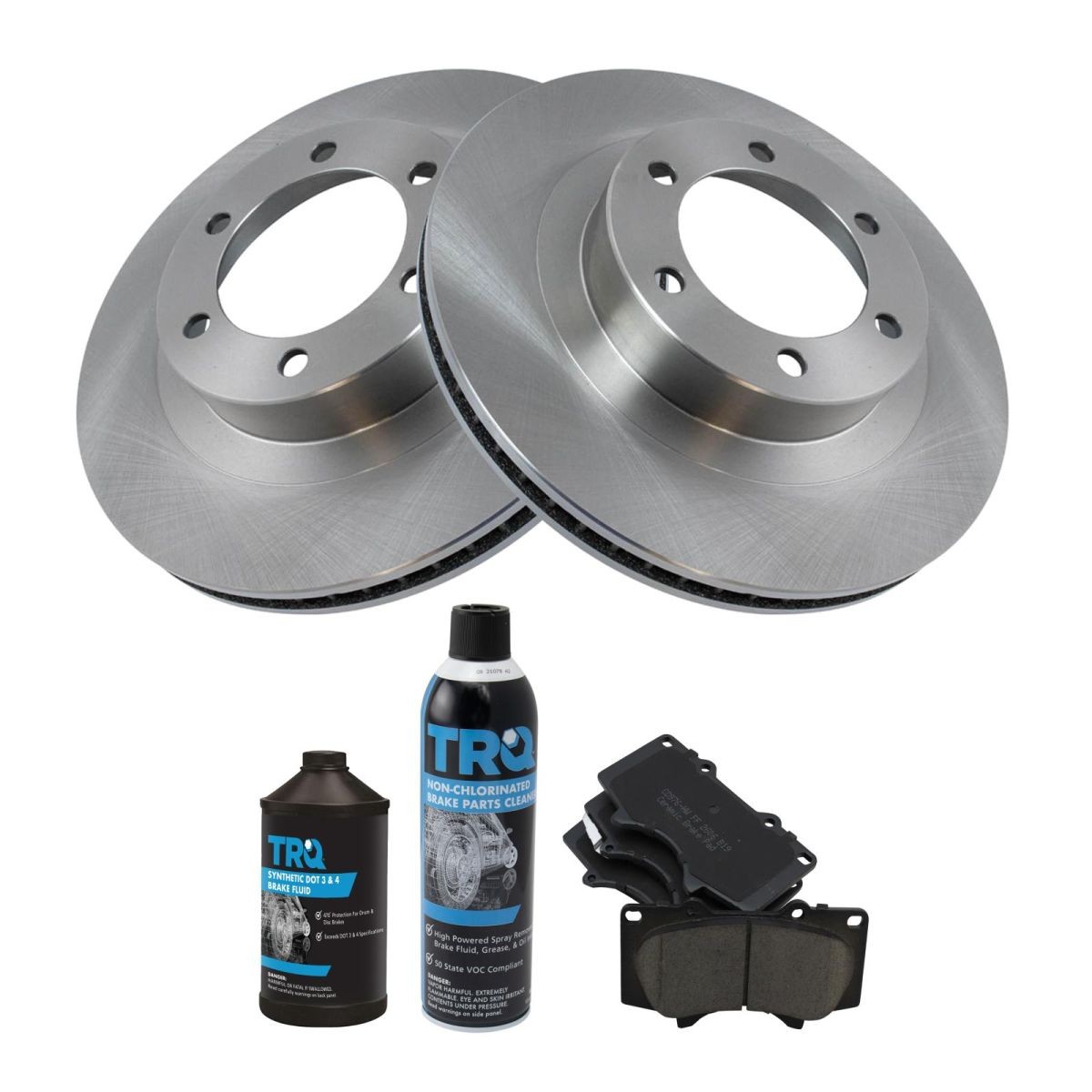 TRQ Front Posi Ceramic Disc Brake Pad & Rotor Kit w/Chemicals for 4Runner GX470