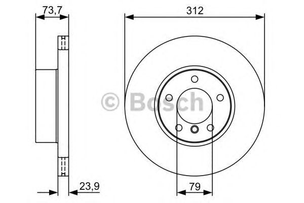 Bosch Brake Disc RHD Front Diameter 312mm 79mm Vented 23.9mm 0986479381