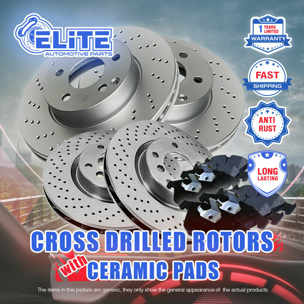 F+R Cross Drilled Rotors & Ceramic Pads for 2007-2010 Volkswagen Golf City