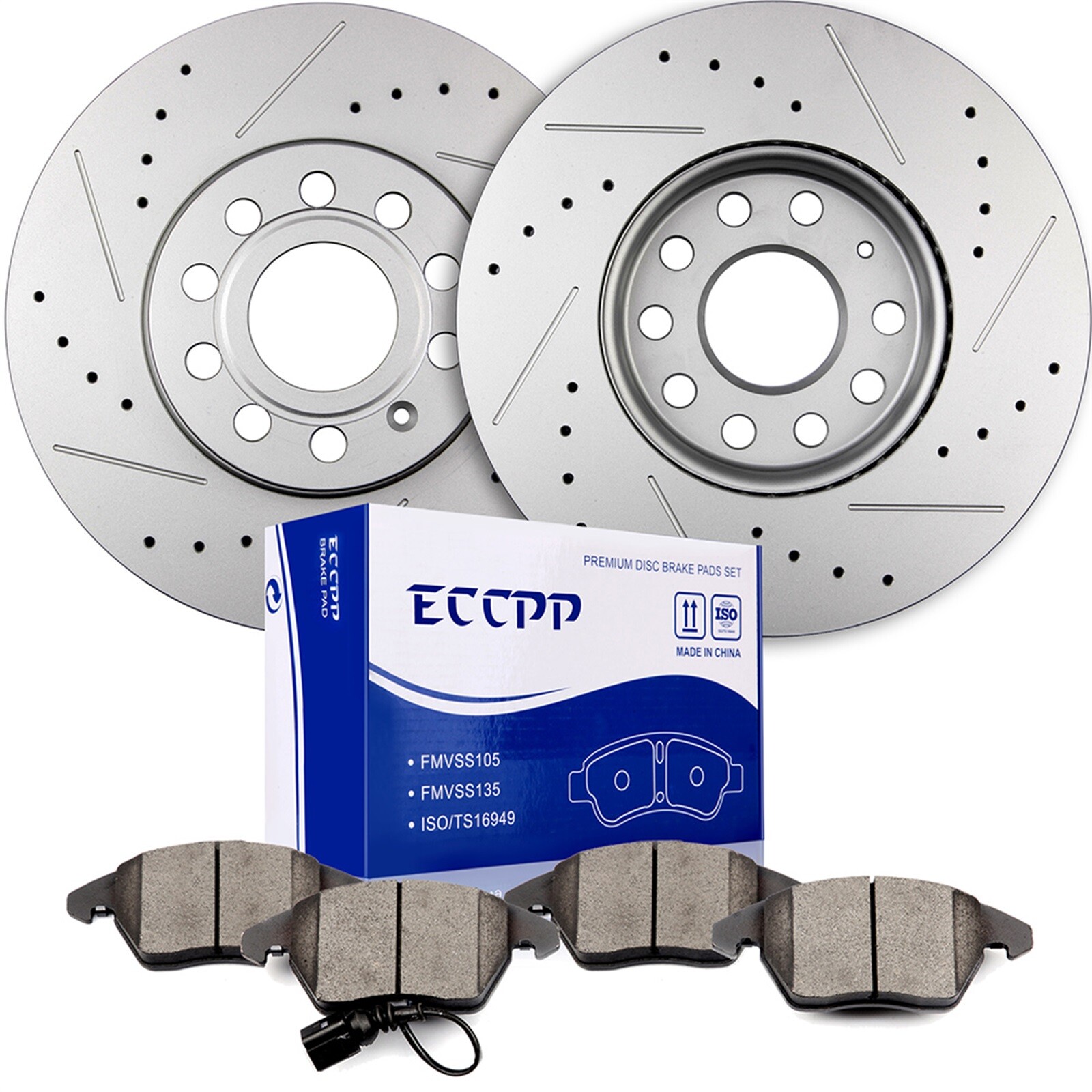 288mm Front Brake Rotor + Ceramic Pad Kit for VW Jetta Golf Eos Audi A3 Quattro