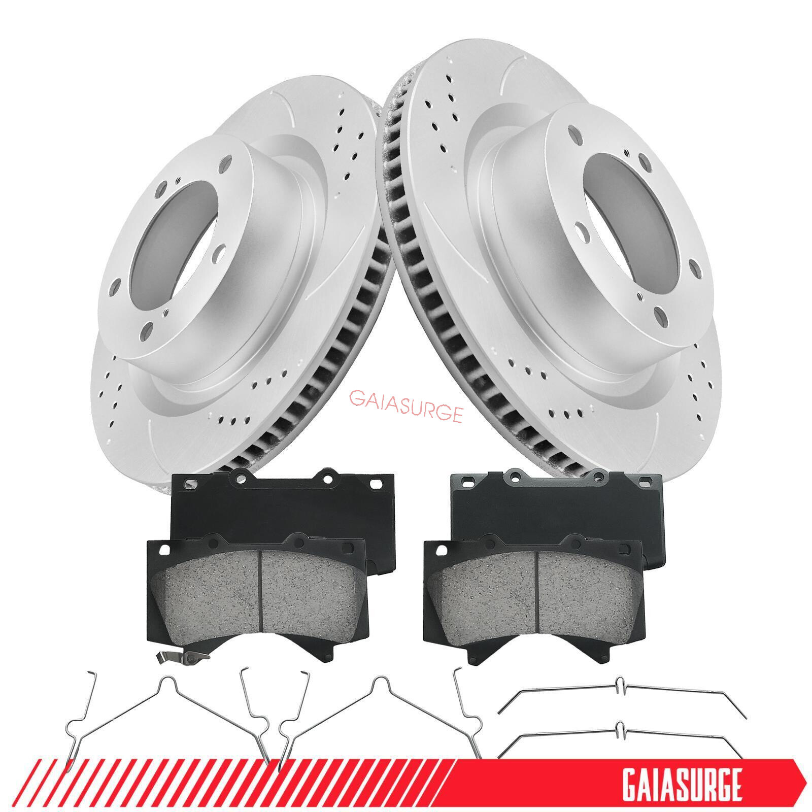 Front Drill Brake Rotors Pads for Toyota Tundra Sequoia Land Cruiser 2007 – 2022