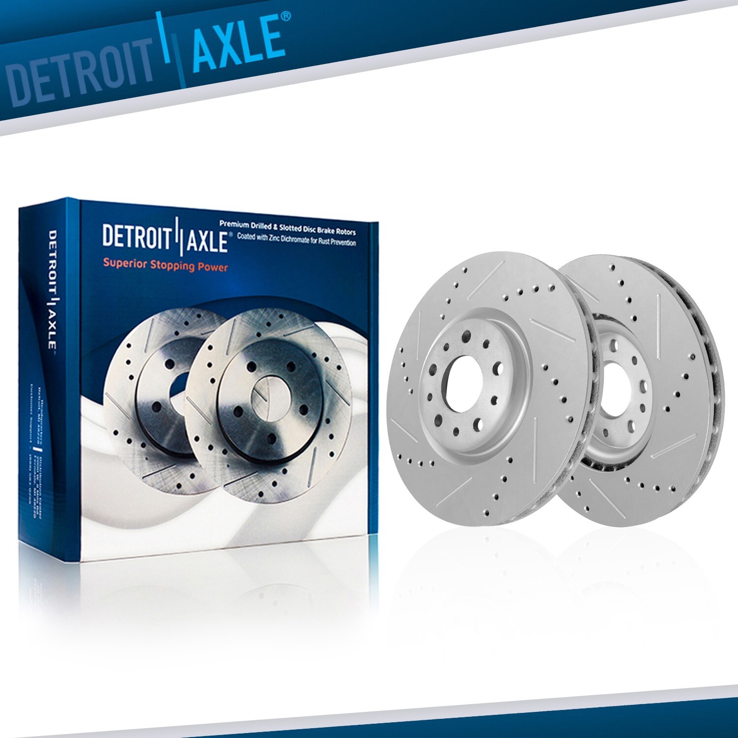 305mm Front Drilled and Slotted Disc Brake Rotors Set for 2014 – 2020 FIAT 500L