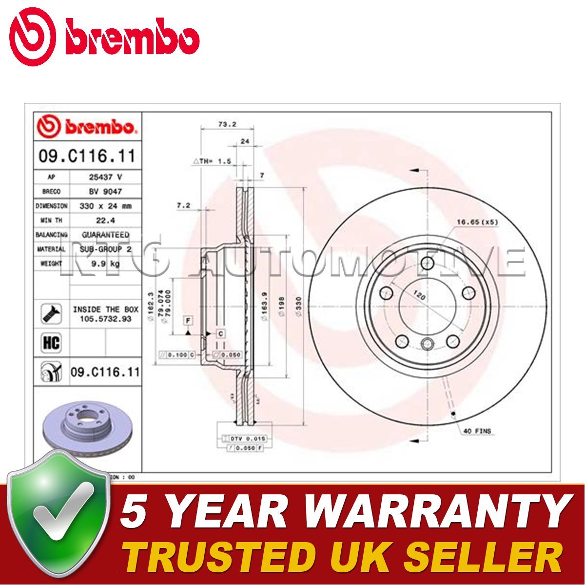 Brembo Front Brake Disc Fits BMW 3 Series 4 2 2.0 D 2.8 3.0 34116792221