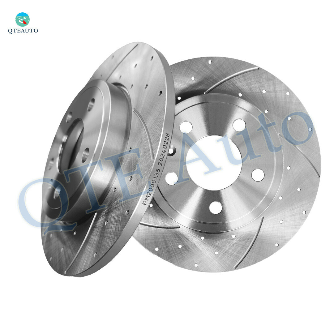 Rear Drilled Slotted Brake Disc Rotors For 2005-2009 Audi A4 Quattro