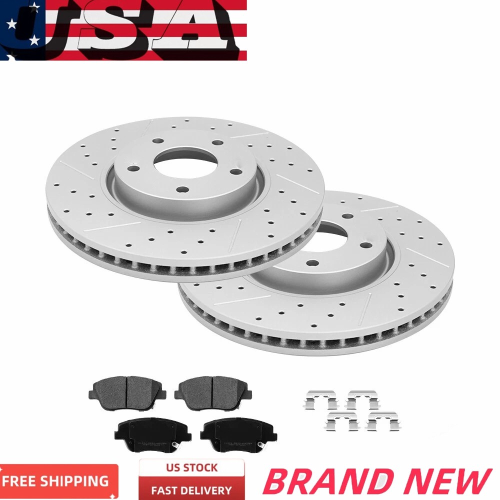 10.59” (269mm) Rear Drilled Slotted Rotors Brake Pads for Scion TC 2005-2010