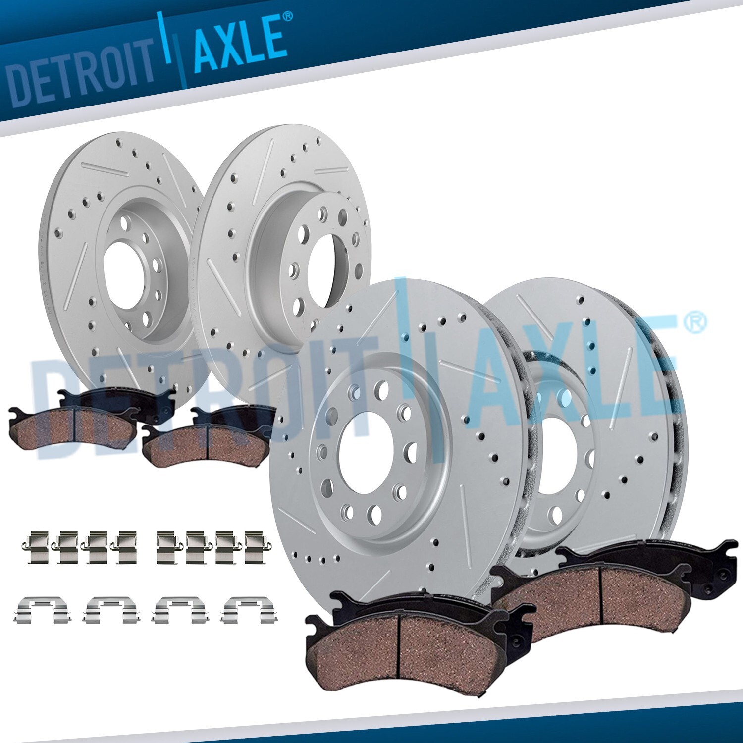 8pc Front Rear Drilled Brake Rotors Brake Pads Kit for Fiat 500X Jeep Renegade