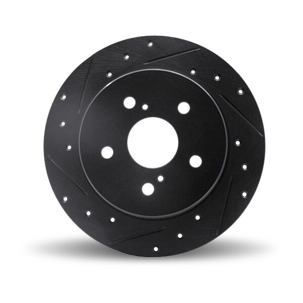 Drilled and Slotted Black Zinc Brake Rotor Pair 633-21041R | 633-21041L – NEW