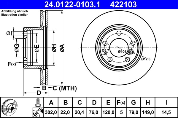 ATE 24.0122-0103.1 Brake Disc for BMW
