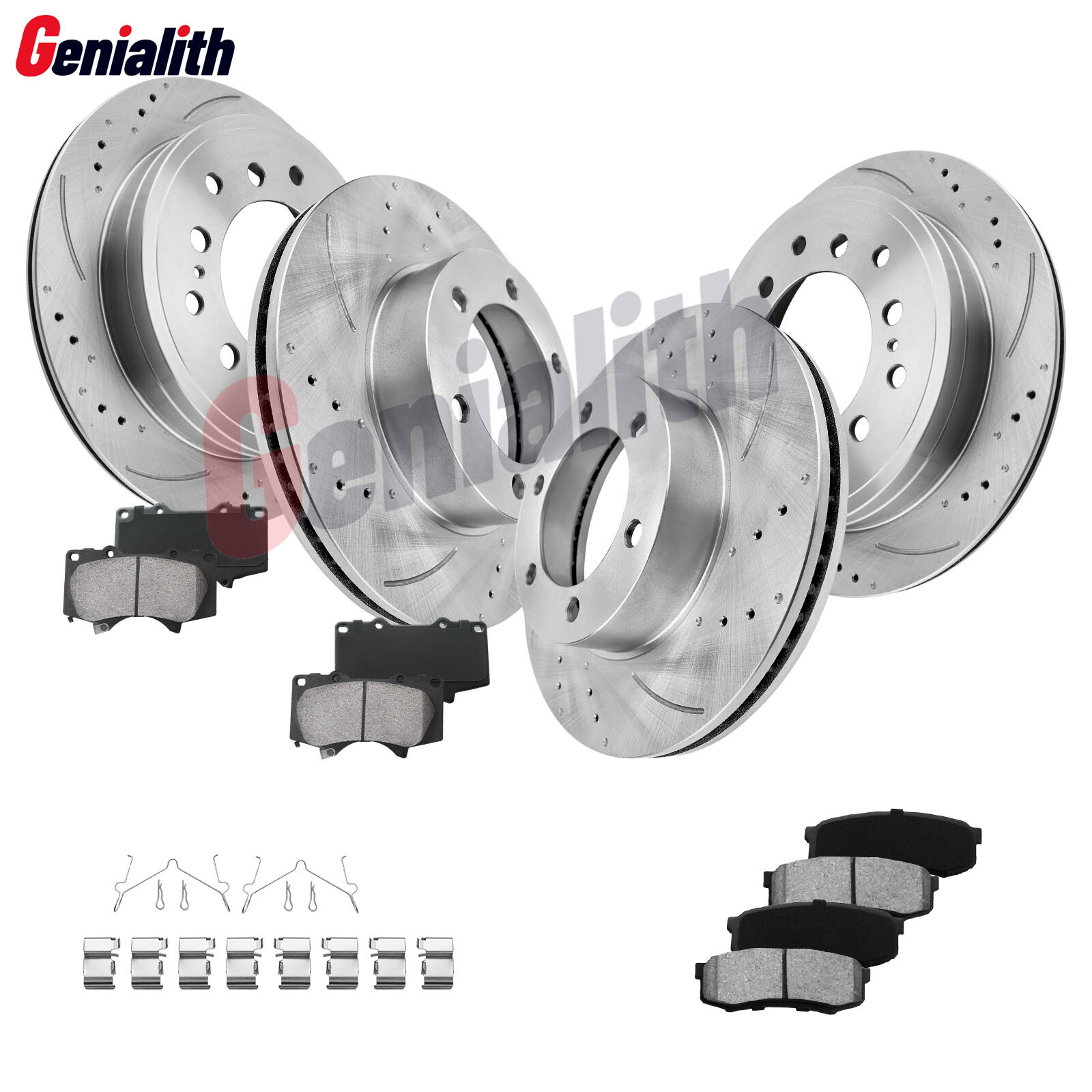 Front & Rear Brake Rotors + Ceramic Brake Pads for 2001-2007 Toyota Sequoia