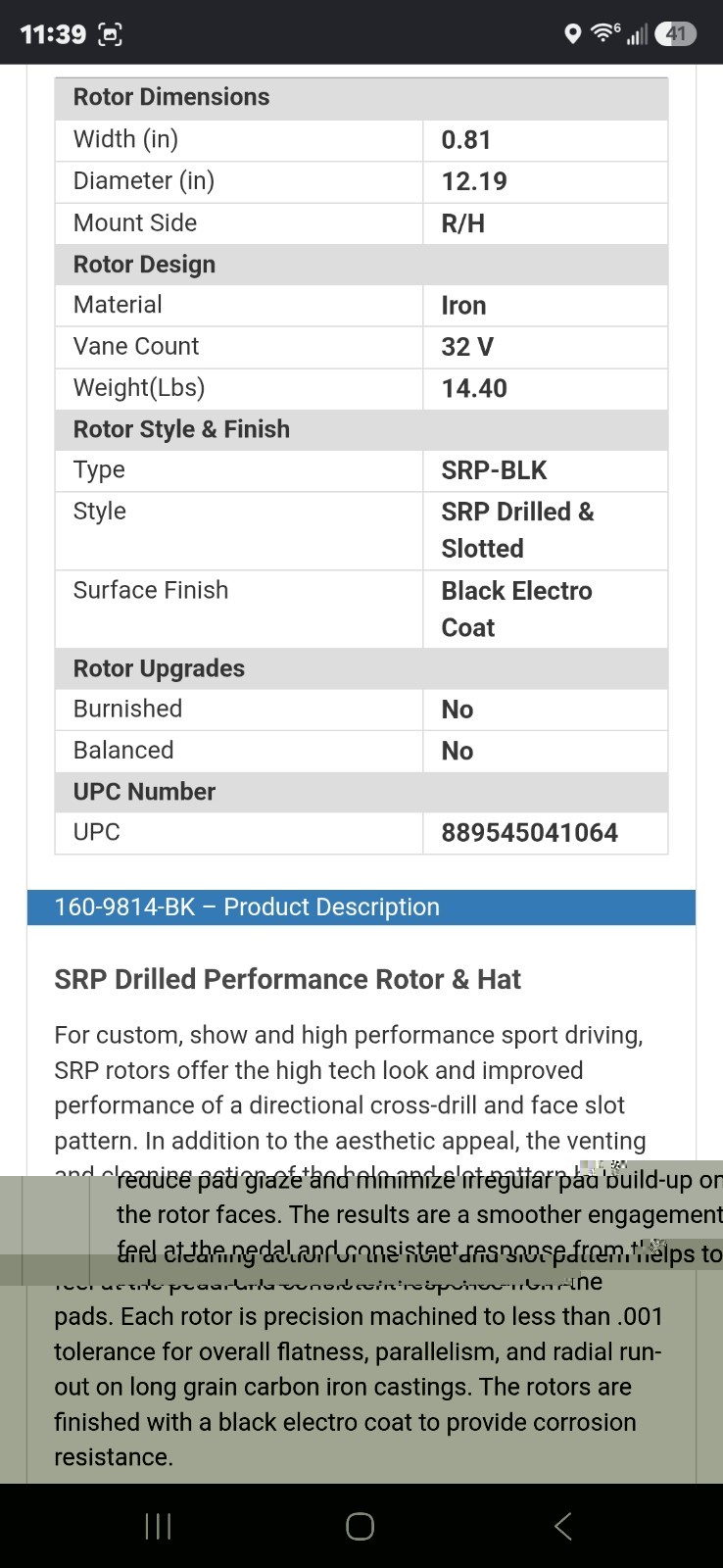 Pair Wilwood SRP Performance Universal Drilled/Slotted Brake Rotors