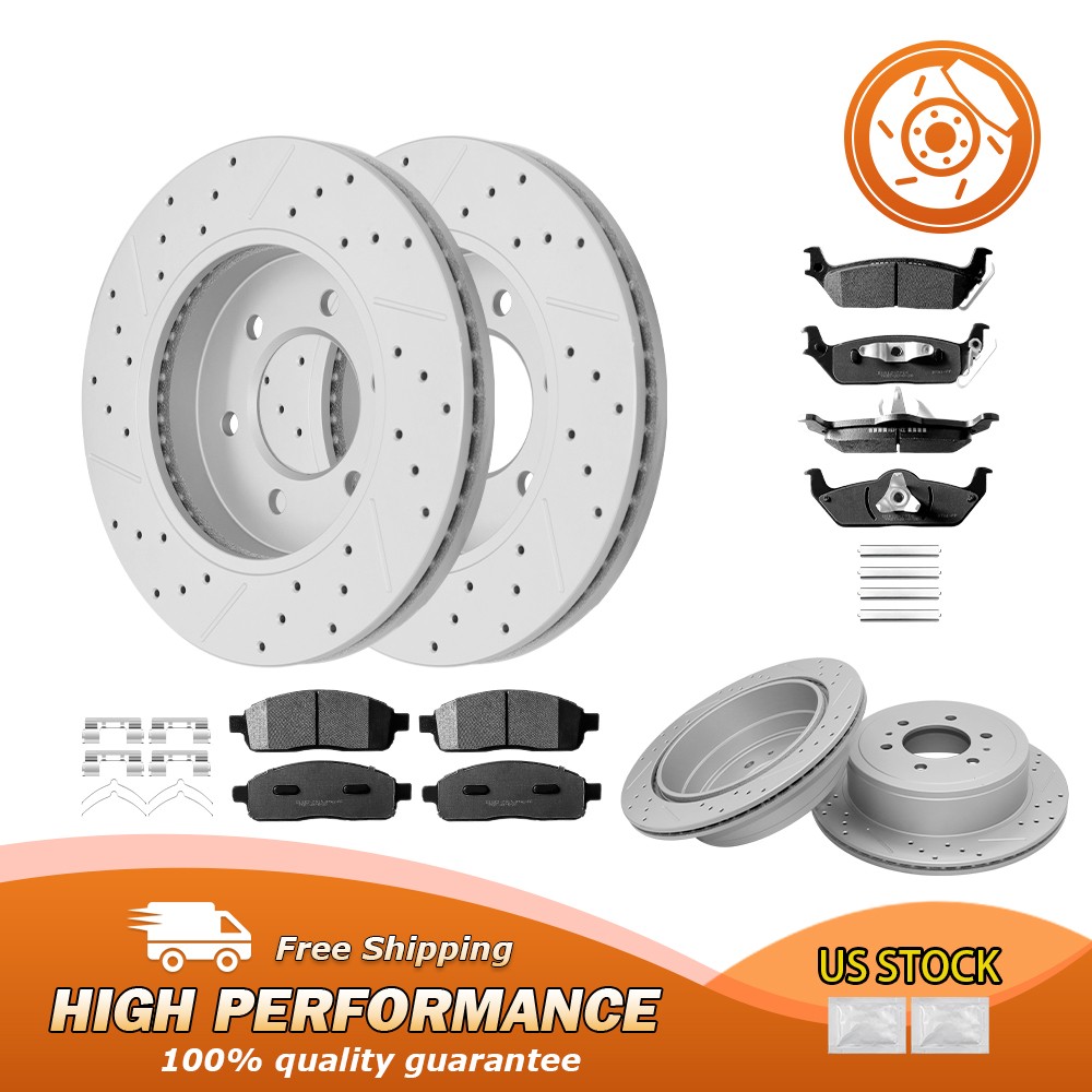 Front and Rear Drilled Rotors Pads for 2004 – 2008 Ford F-150 Lincoln Mark LT