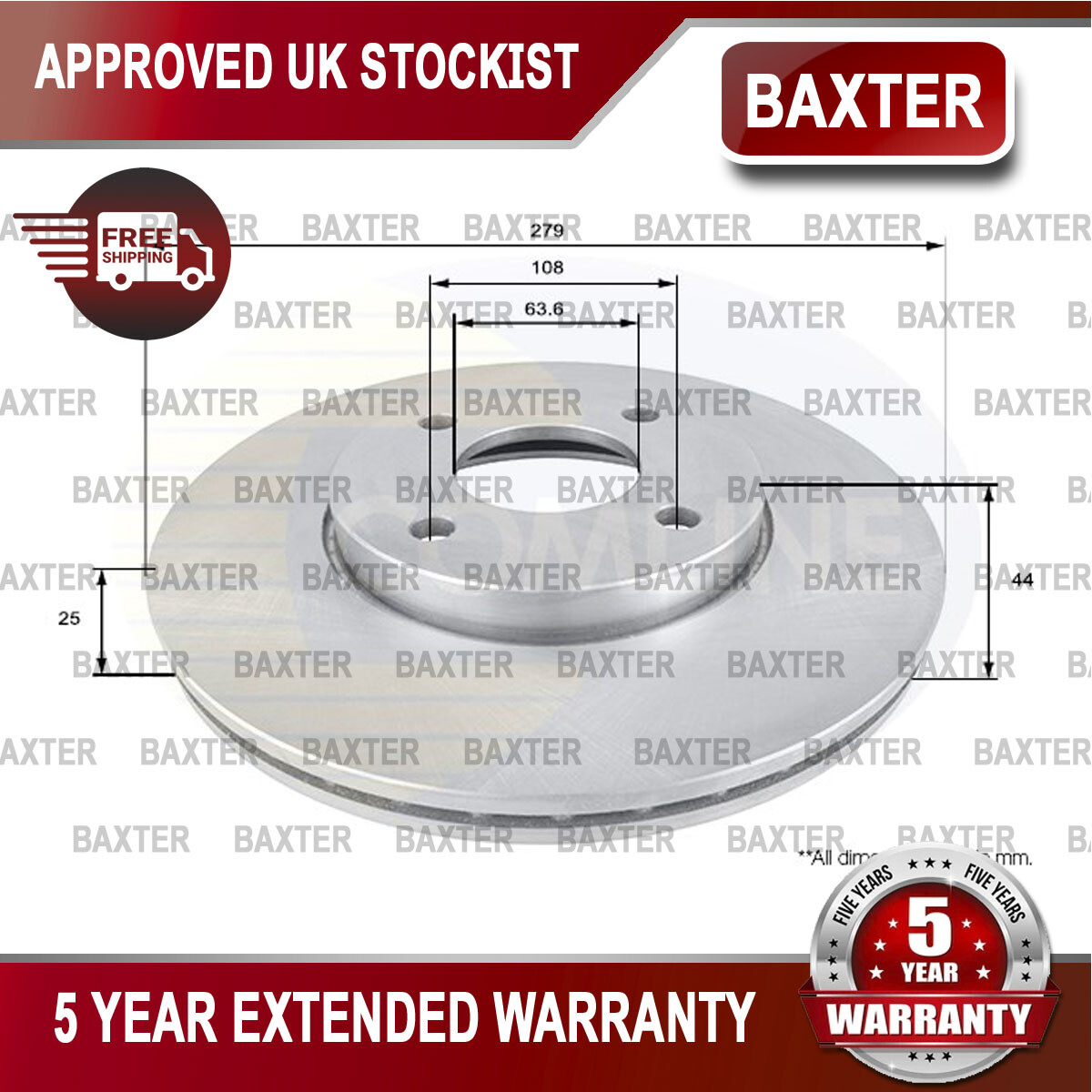 Fits Ford Fiesta 2005-2007 2.0 + Other Models Baxter Front Brake Disc #1