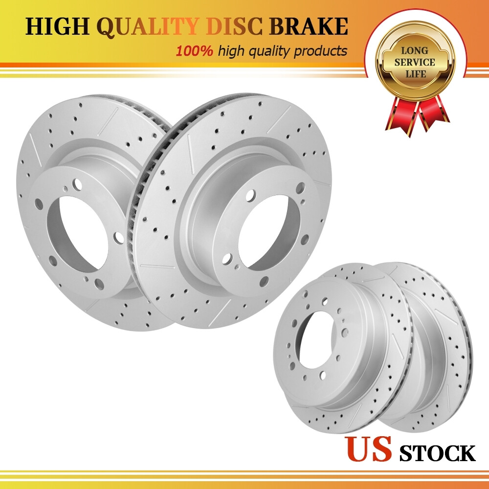 Front & Rear Drilled Brake Rotors for Toyota Tundra Land Cruiser Lexus LX570