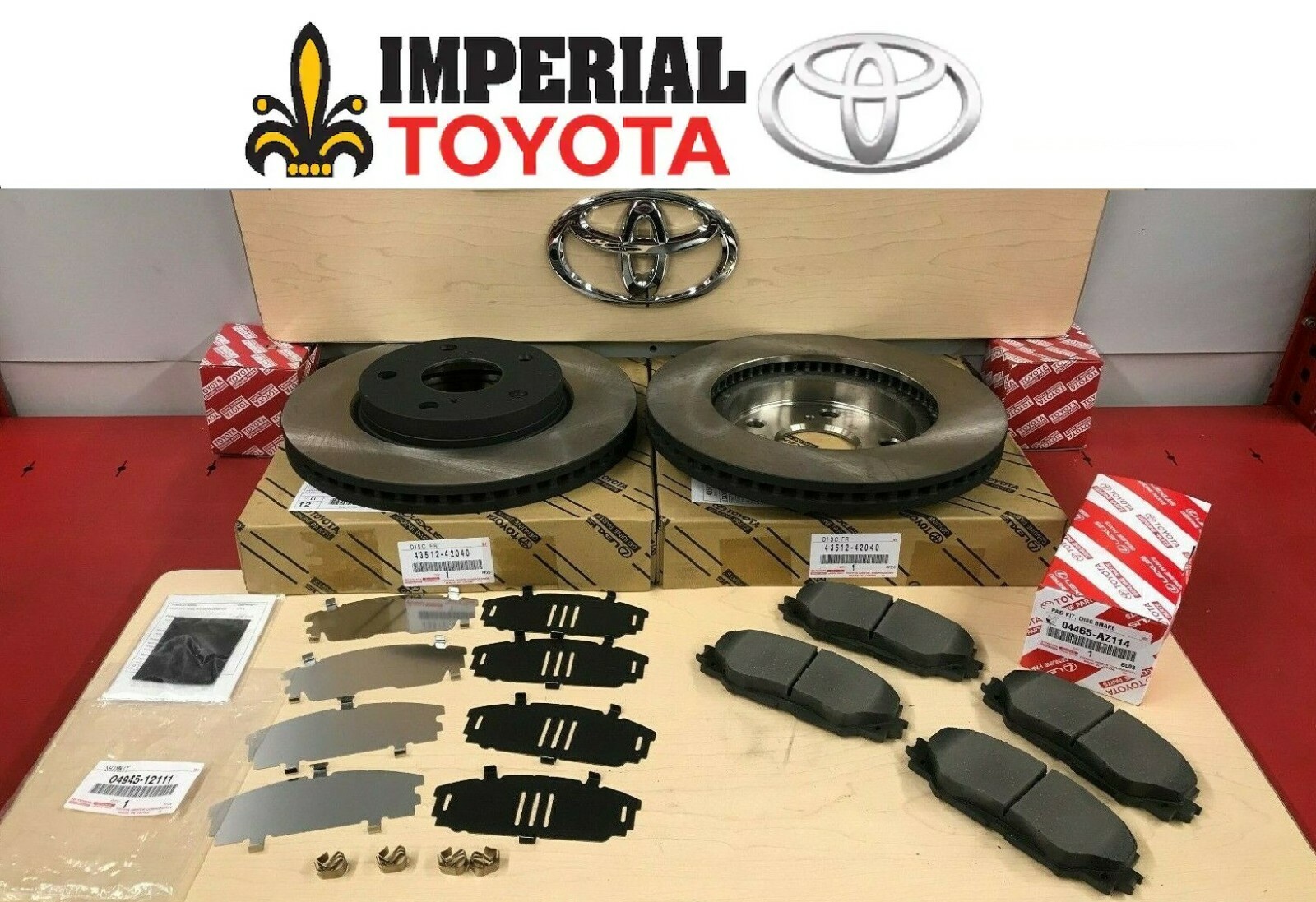 2006-2012 RAV4 4CYL FRONT GENUINE TOYOTA BRAKE KIT OEM ROTORS, TCMC PADS & SHIMS