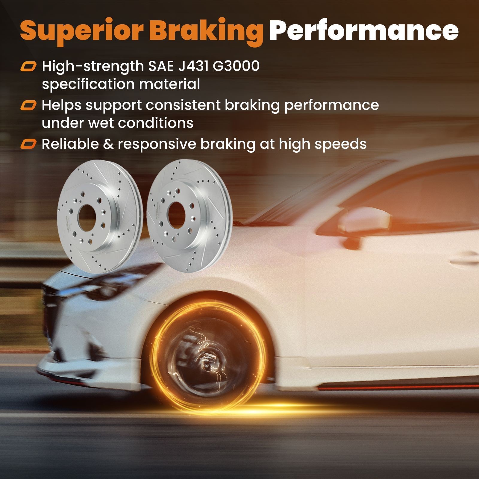 Front Drilled & Slotted Brake Rotor Set for Cadillac XTS 2013-19/Escalade 07-20