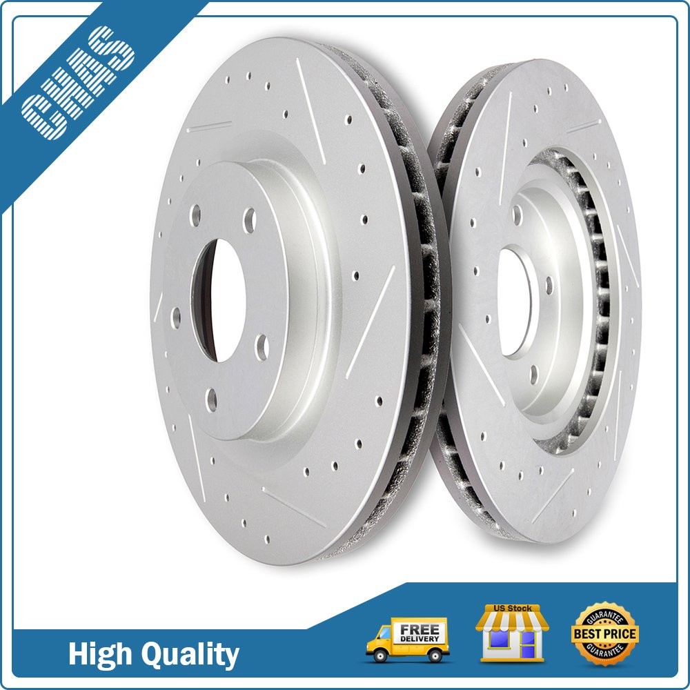 Front Drilled And Slotted Brake Rotors Fits 2007-2014 Chrysler Jeep Mitsubishi