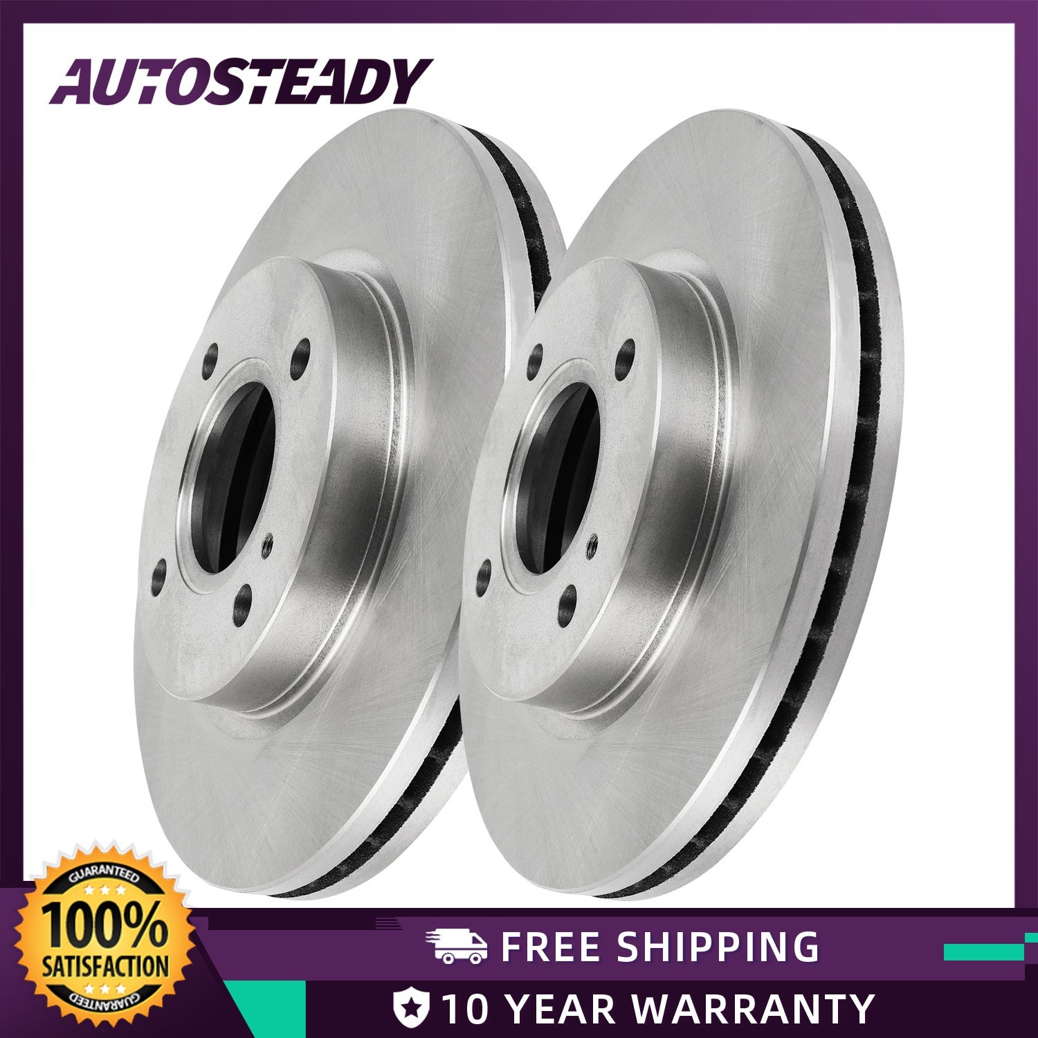10.15″ (258mm) Front Vented Brake Rotors for Ford Fiesta 2011 2012 2013 – 2019