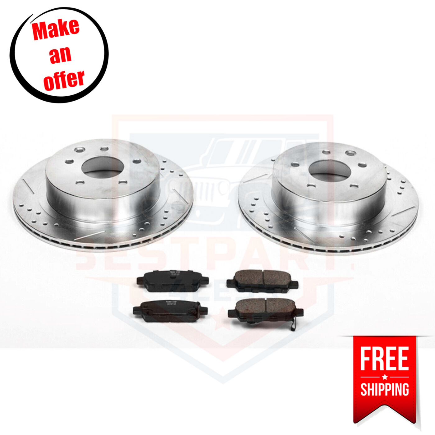 Powerstop K103 Rear Brake Disc and Pad Kit 2-wheel set for 2003-2005 Nissan 350Z