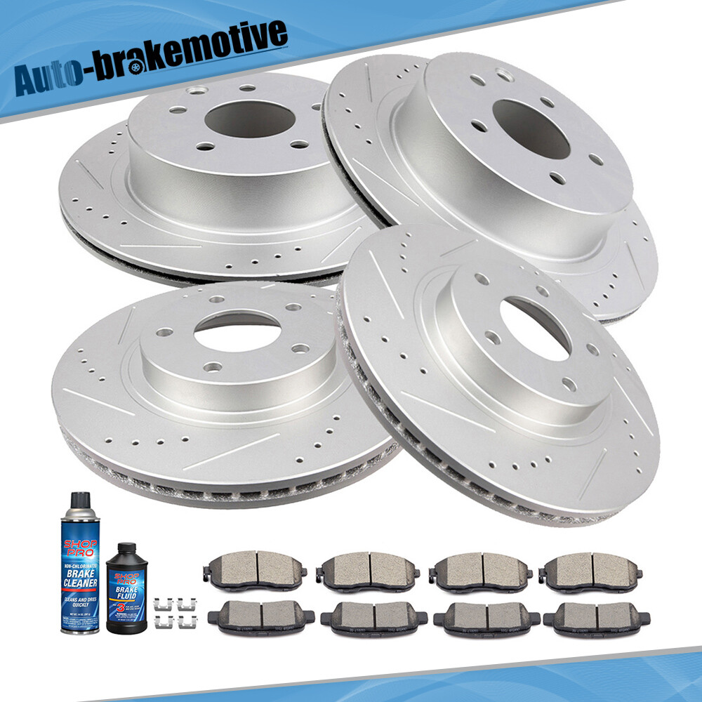 FRONT REAR DRILLED ROTORS+CERAMIC BRAKE PAD SET FOR 2002 -2006 NISSAN ALTIMA USA