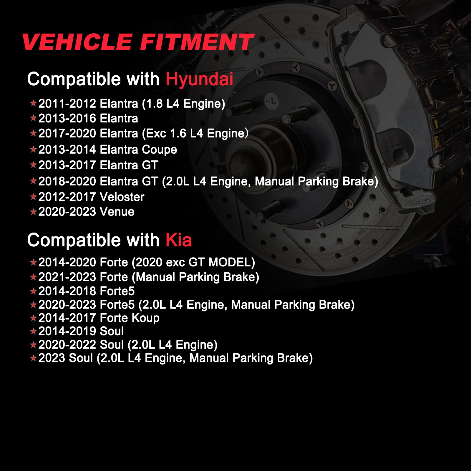 Rear Drilled Slotted Rotors + Pads for Hyundai Elantra Veloster Kia Forte Soul