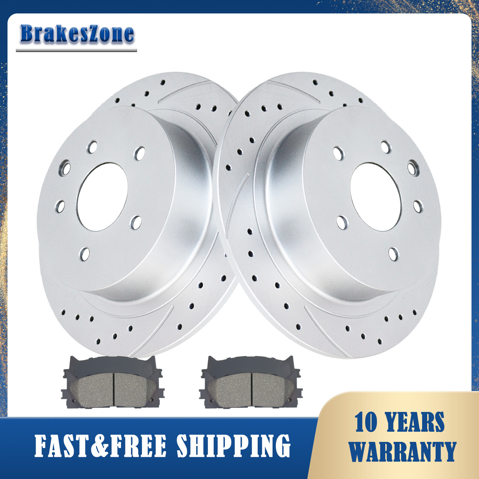 Fit for Honda Civic 2006-2015 260mm Rear Slotted Brake Rotors Pads Kit Brakes