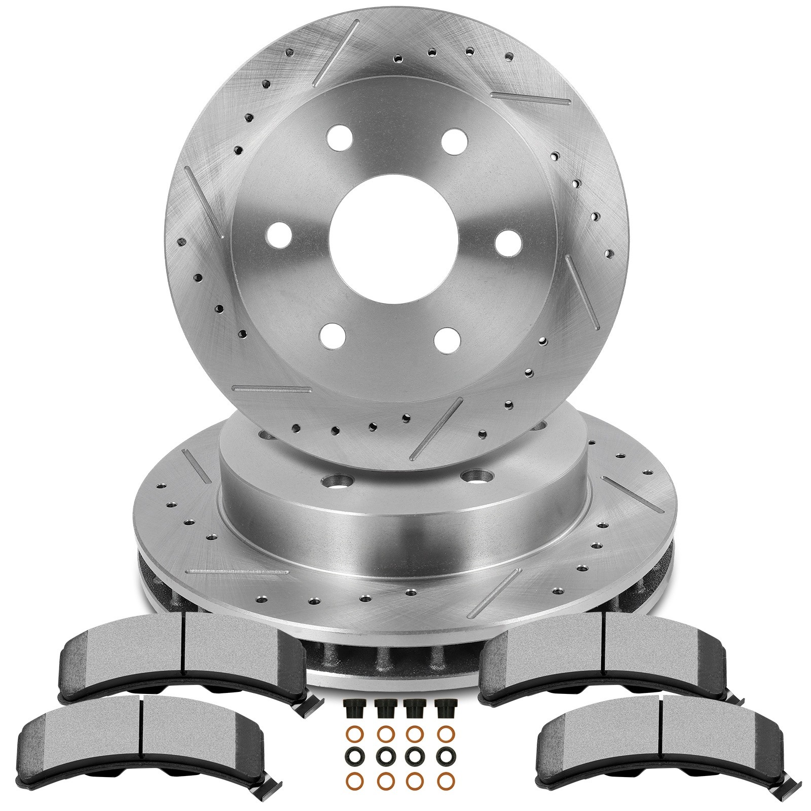 Front Brake Drilled & Slotted Rotors & Ceramic Pads For Chevrolet K1500 Pickup