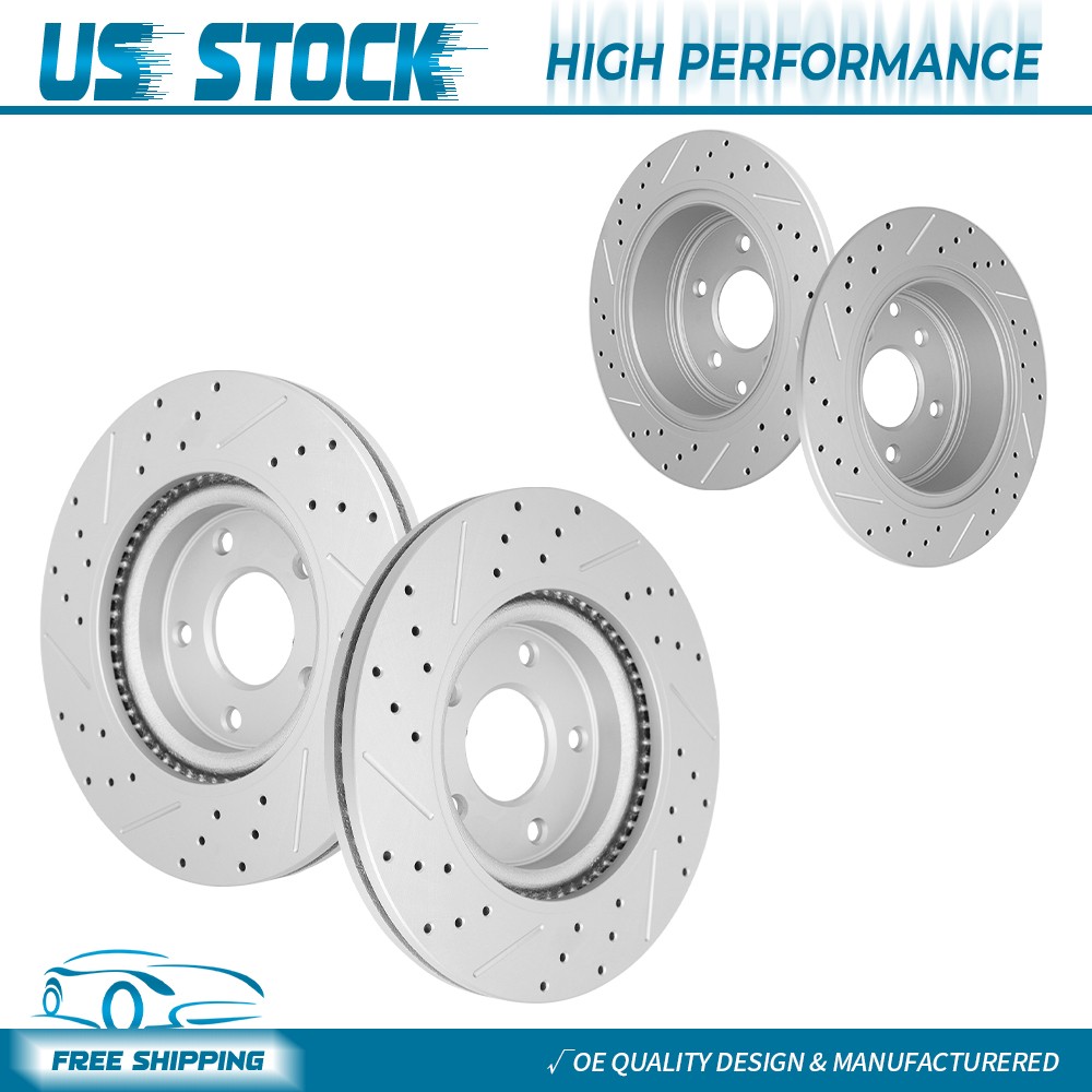 Front & Rear Drilled Disc Brake Rotors Kit for 2007 2008 2009-2023 Nissan Altima
