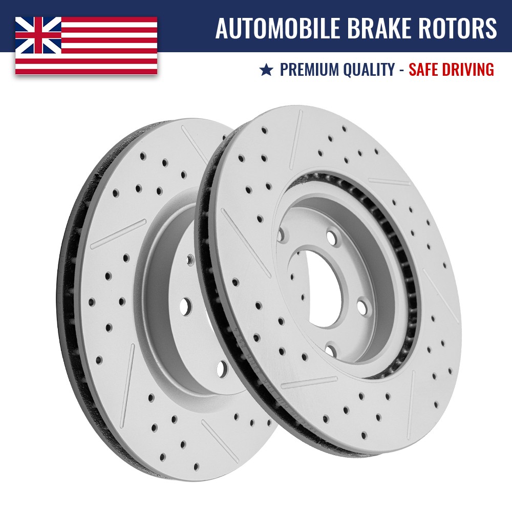 Front Drilled Slotted Brake Rotors for 2019 – 2025 Mazda 3 2020 – 2023 CX-30