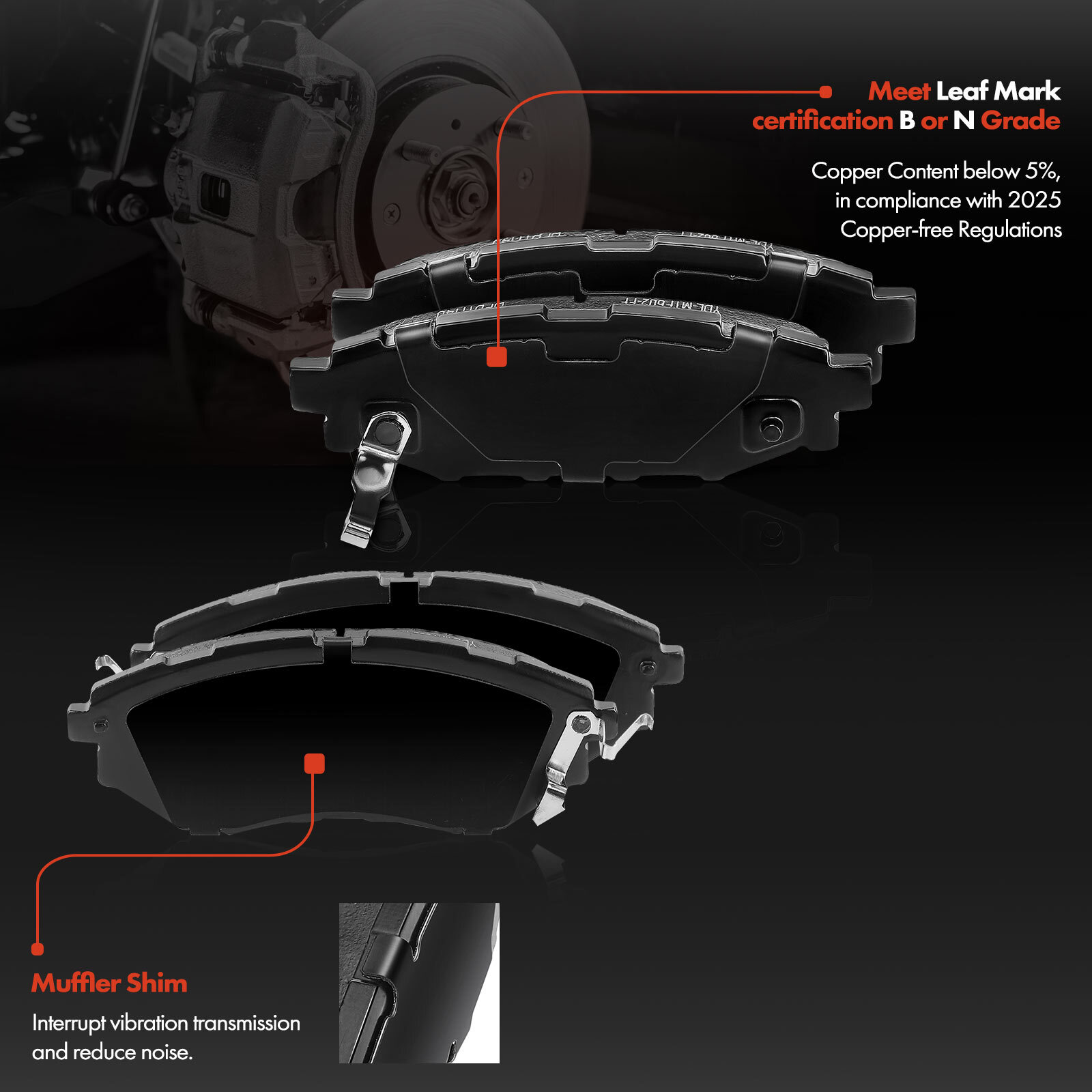 Front & Rear Disc Brake Rotors & Ceramic Pads for Subaru WRX 2015-2016 Base STI