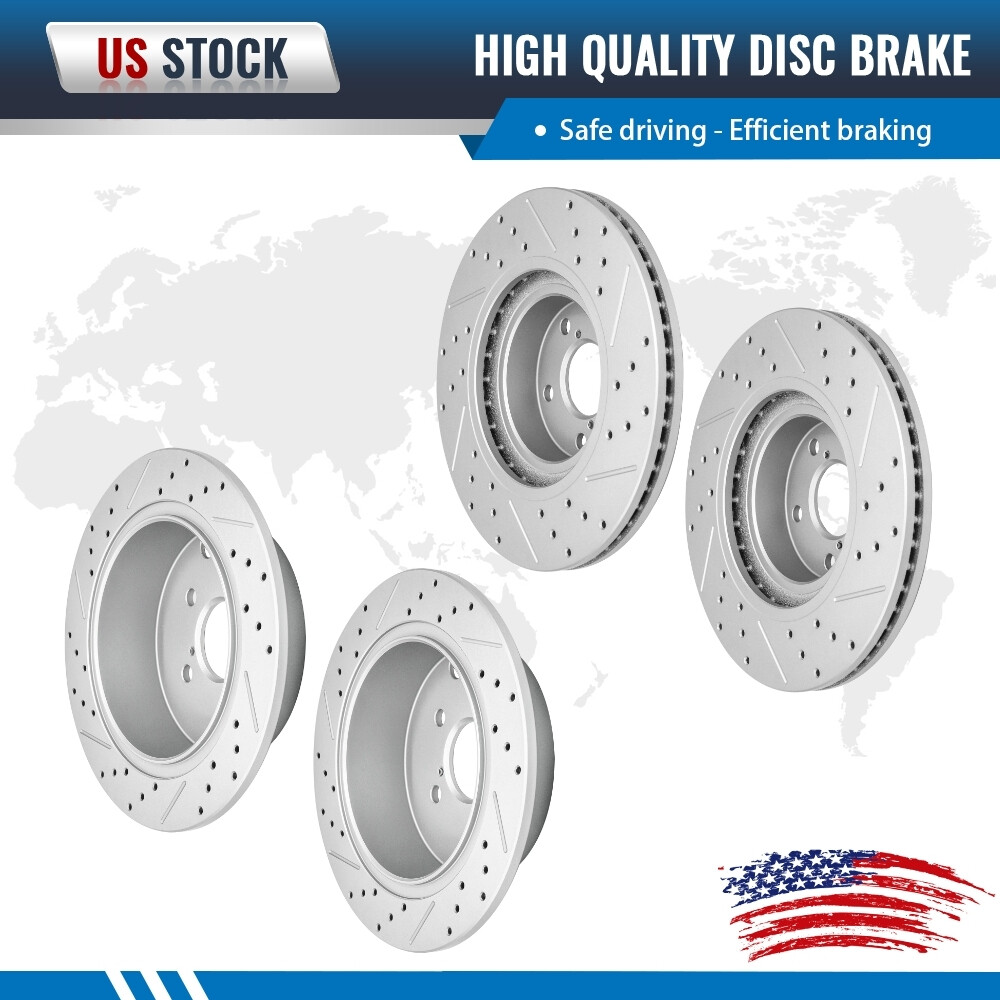 4PCS Front Rear Drilled Disc Brake Rotors For Subaru XV Crosstrek Forester