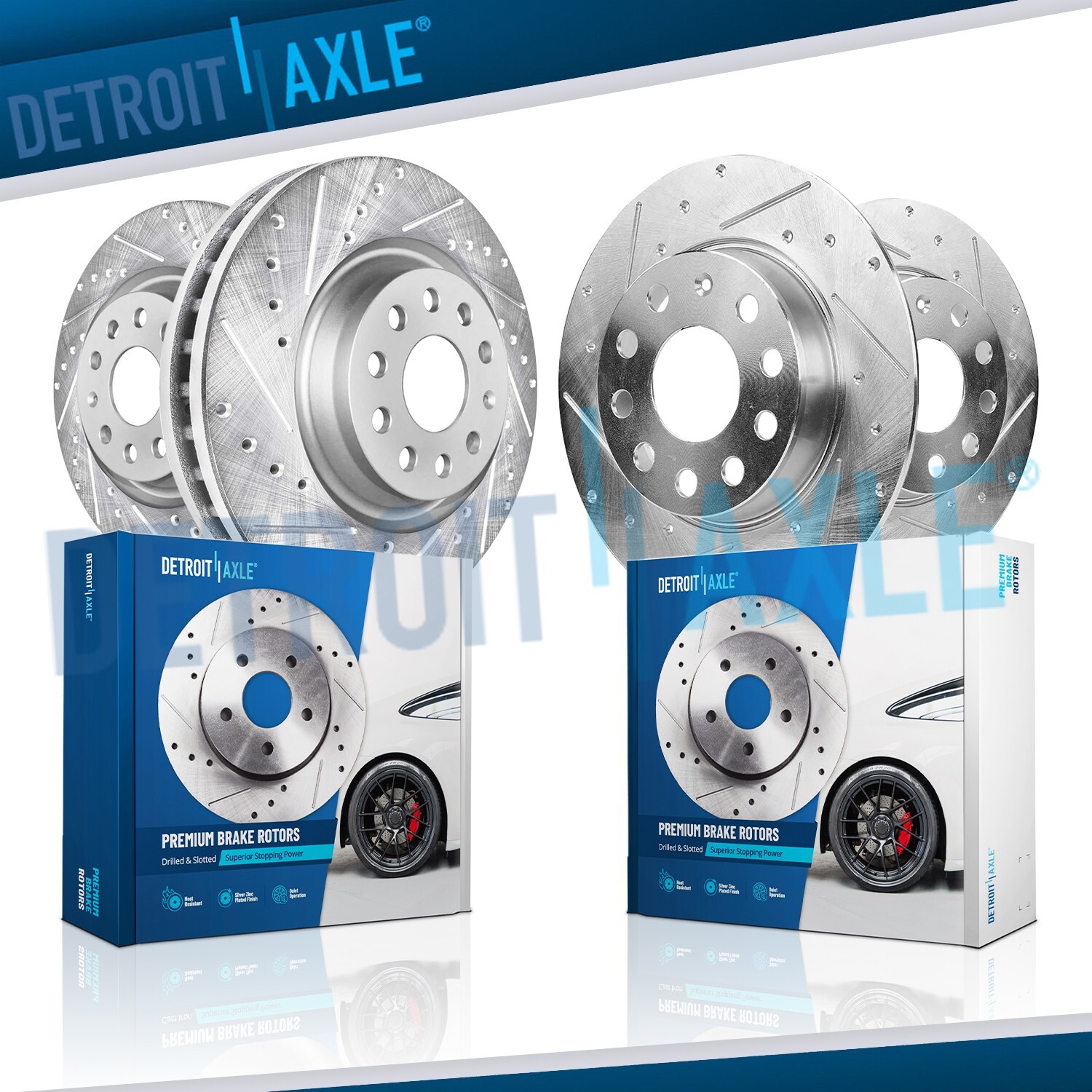 288mm Front 272mm Rear Drilled Brake Rotors Kit for 2019 2020 Volkswagen Jetta