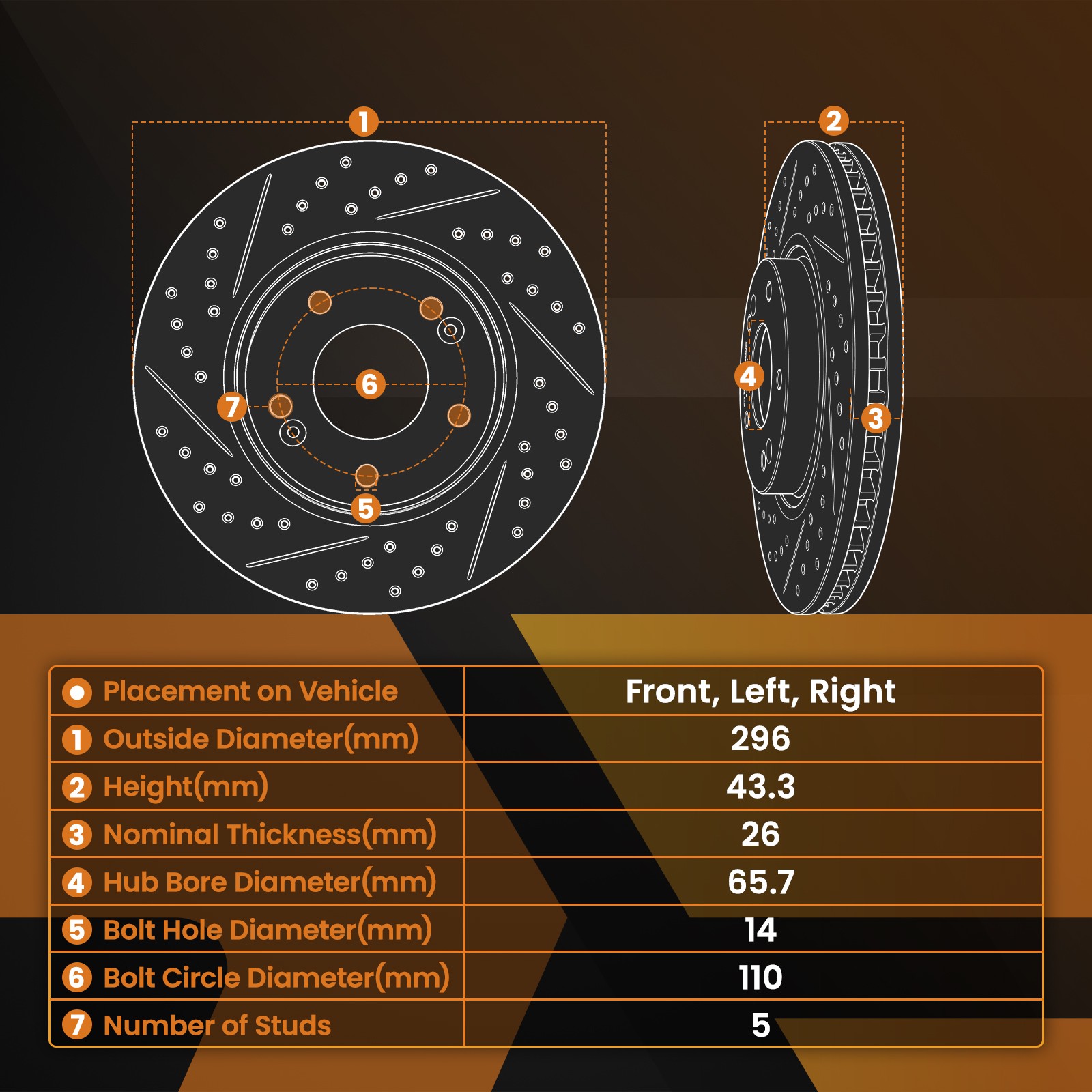 Front Disc Brake Rotors Set for Chevrolet Cobalt 2005-2006/HHR 2006-2010 S-55093