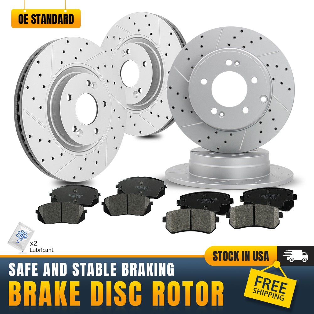 Front Rear Brake Rotors And Ceramic Brake Pads for Kia Cadenza Hyundai Tucson