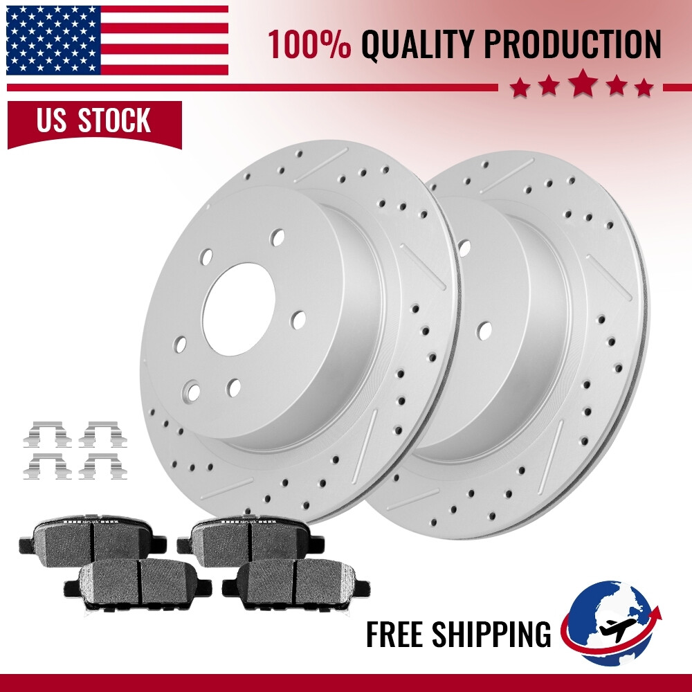 Rear Disc Drilled Brake Rotor Ceramic Brake Pads for 2003 2004 2005 Infiniti G35