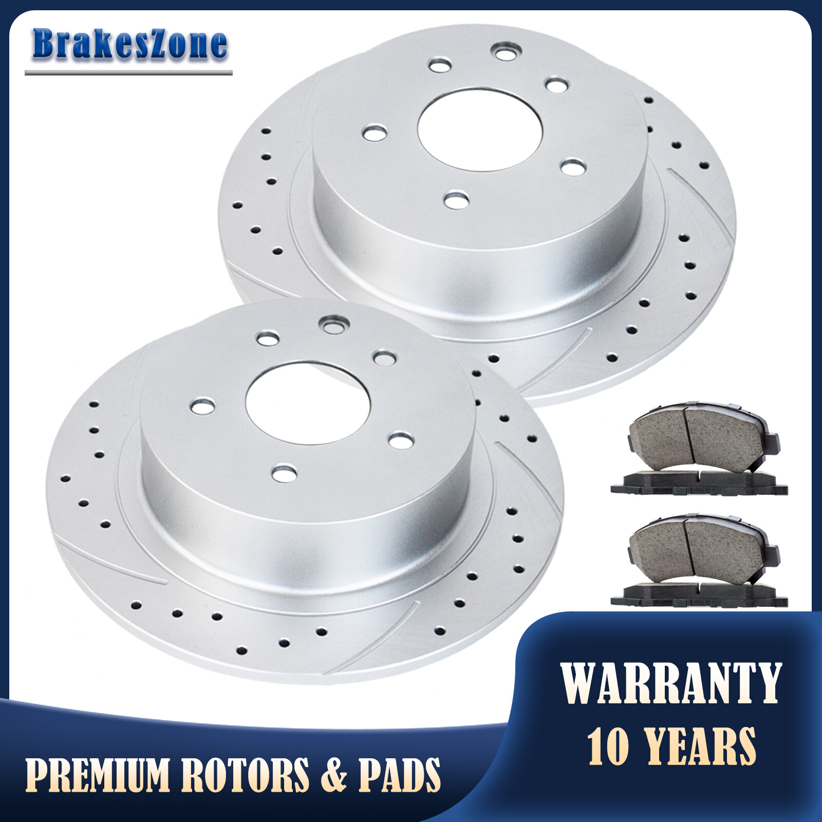270mm Rear Brake Rotors and Pads Fit for Chevrolet Cobalt Drilled Slotted Brakes