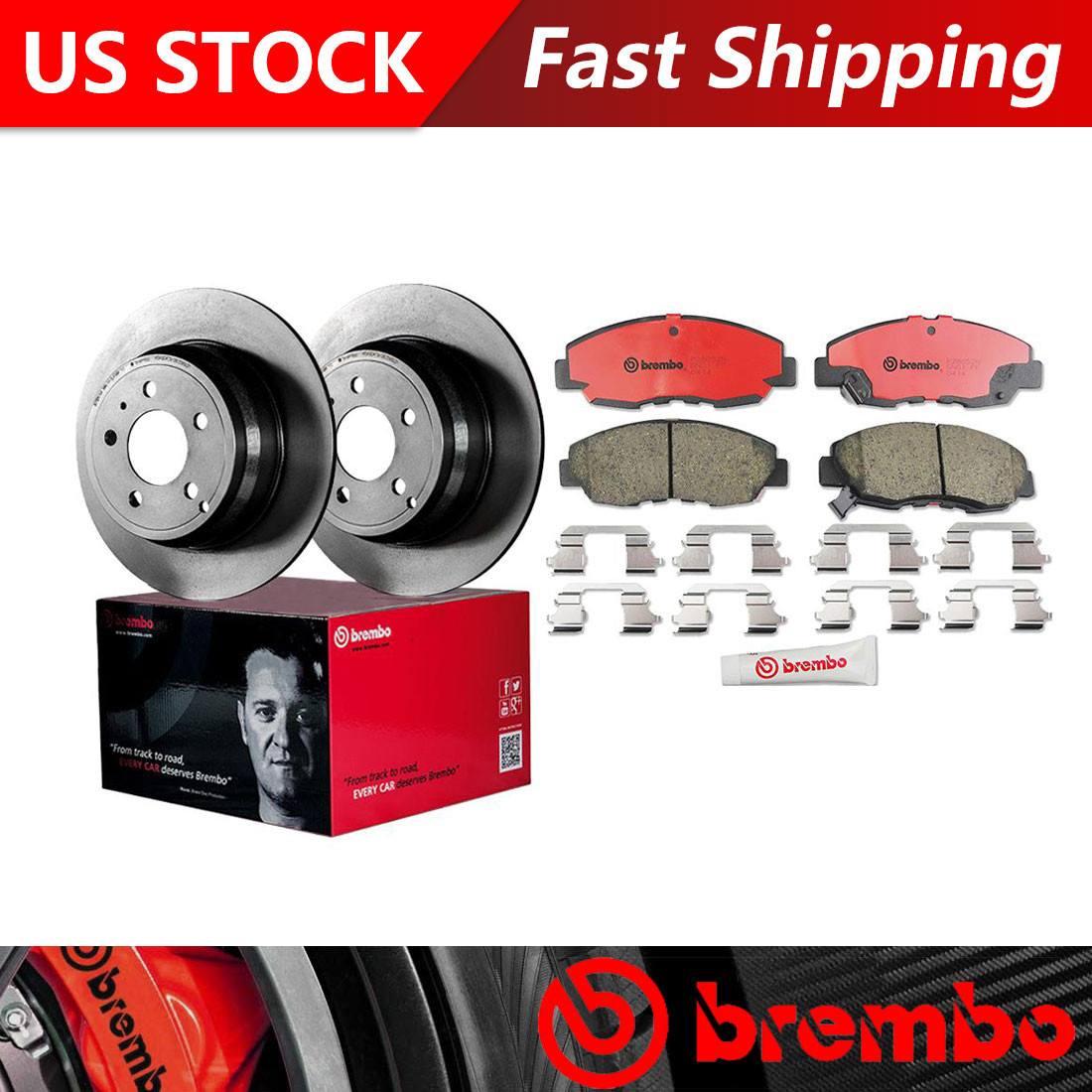 Brembo for 2006-2011 Honda Civic Front Brake Rotors & Ceramic Brake Pads