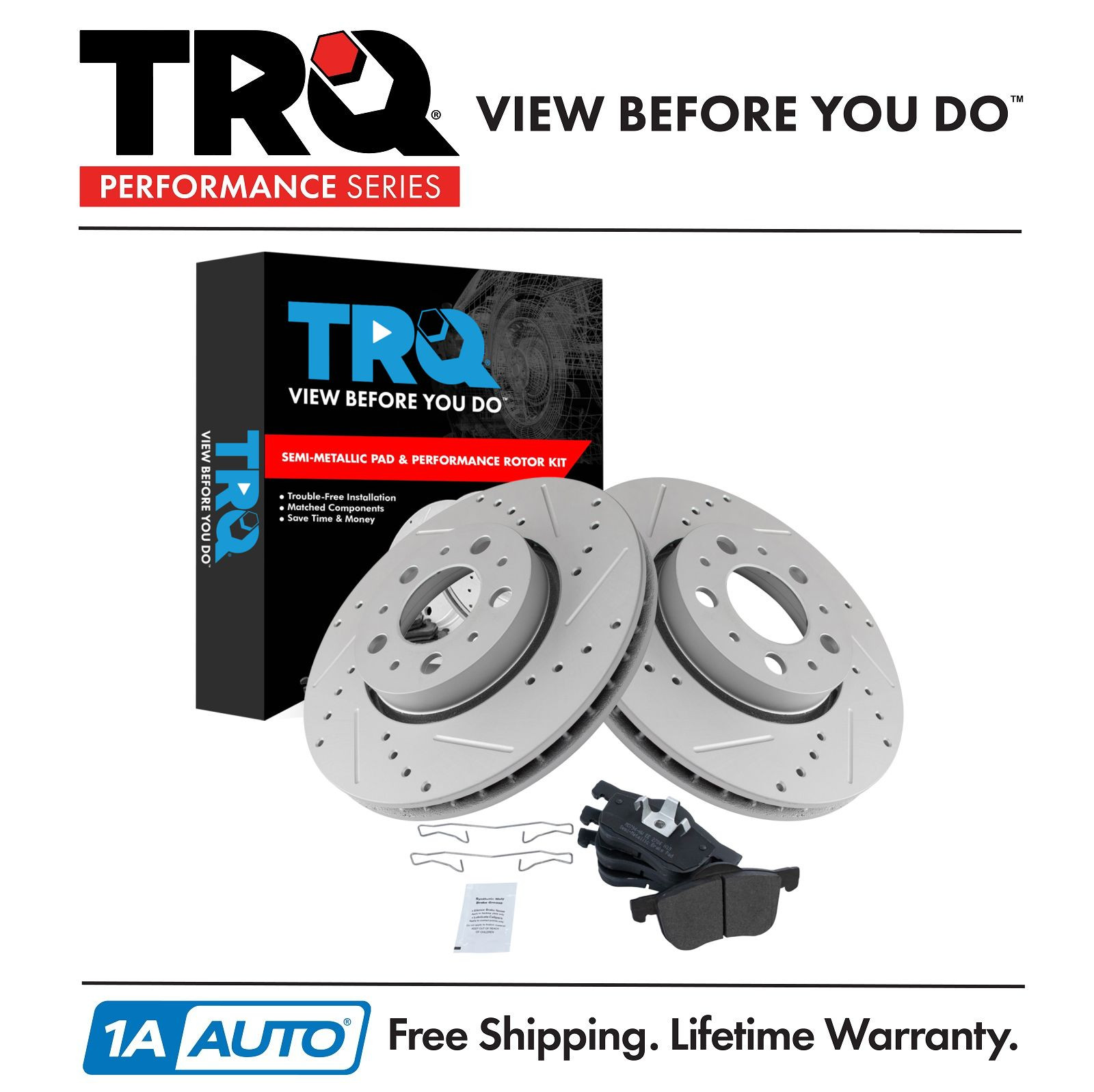TRQ Front Brake Pad & Performance Rotor Kit for Volvo S60 V70 XC70