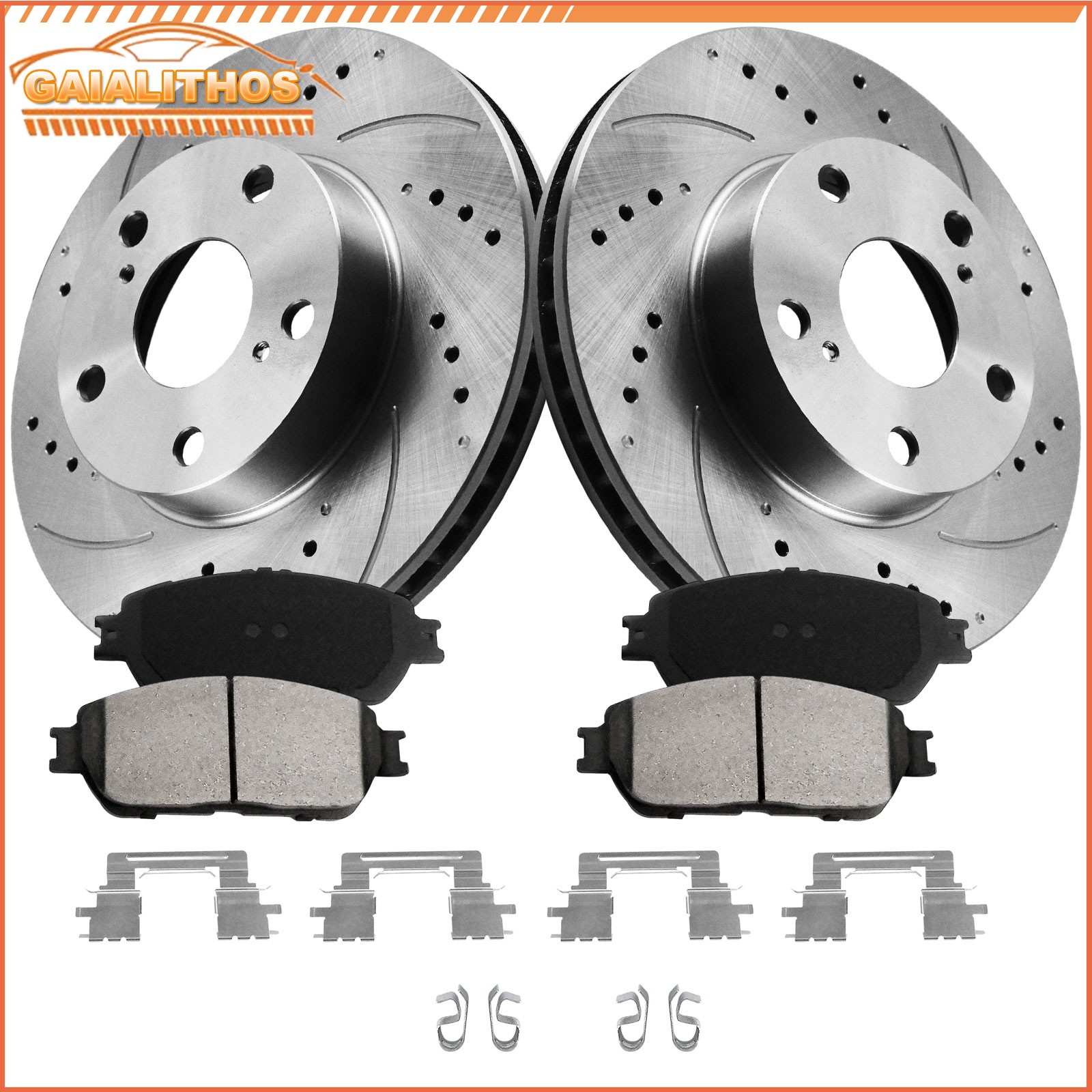 Front Drilled & Slotted Brake Rotors Ceramic Pads fits Toyota Tacoma 2005-2015