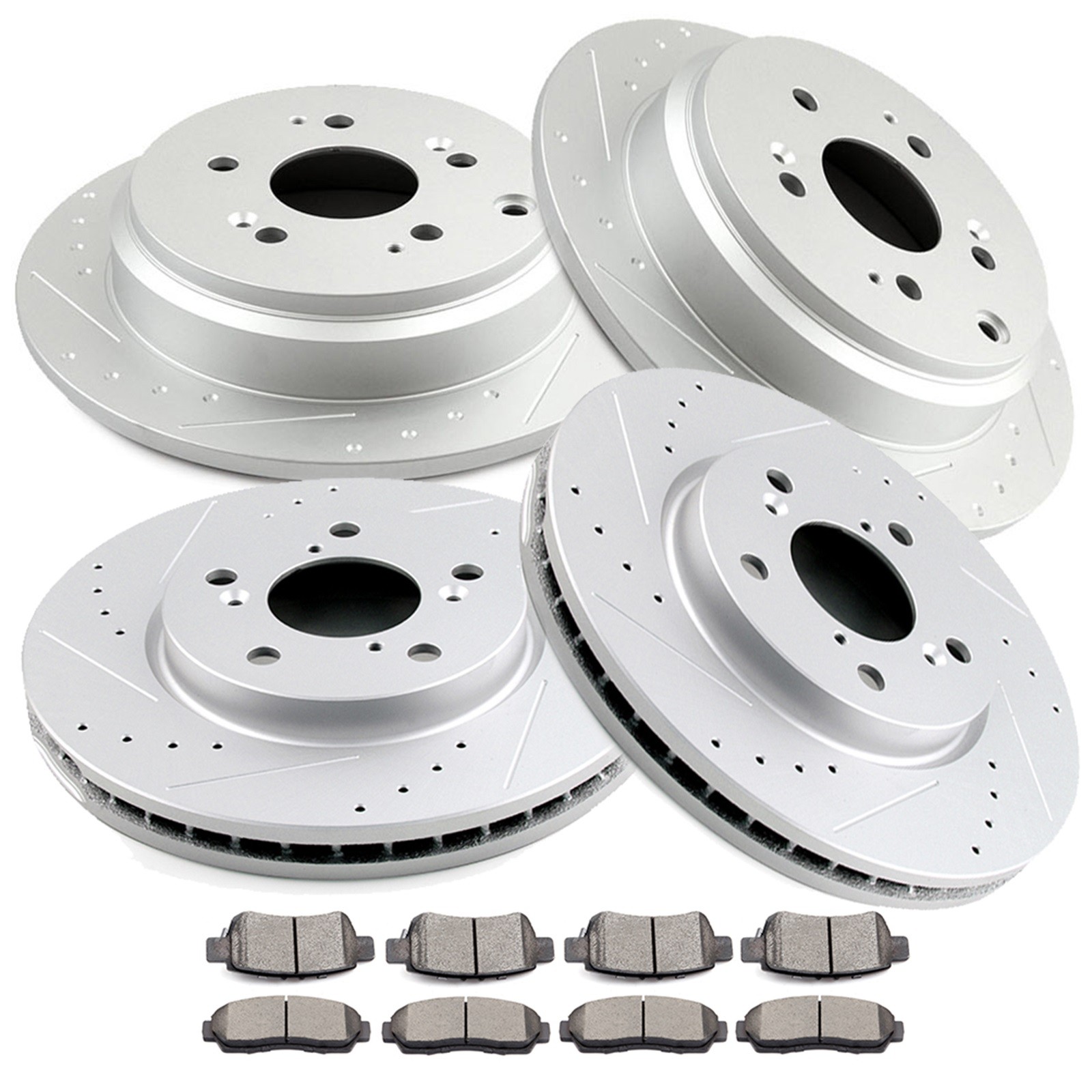 Front And Rear Brake Rotors Ceramic Pads Kit For 05 06 07 08 09 10 Honda Odyssey