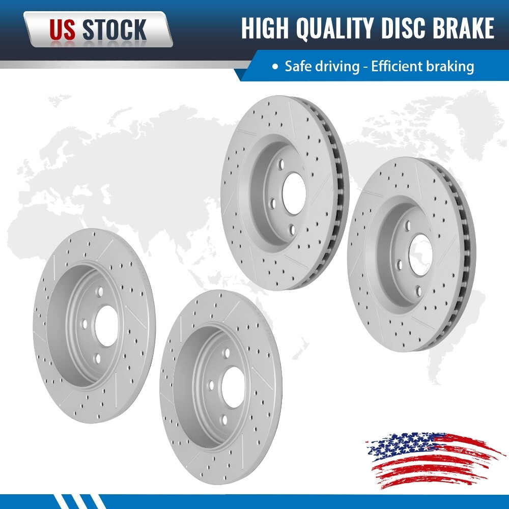 Front and Rear Drilled Brake Rotors Set of 4 for Jeep Grand Cherokee 3.6L