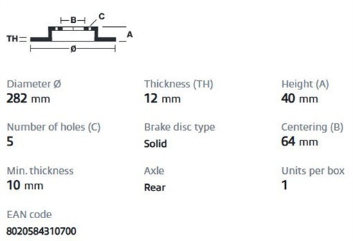 Brembo 08.9092.11 Prime UV Coated Solid Brake Rotors – Rear Pair