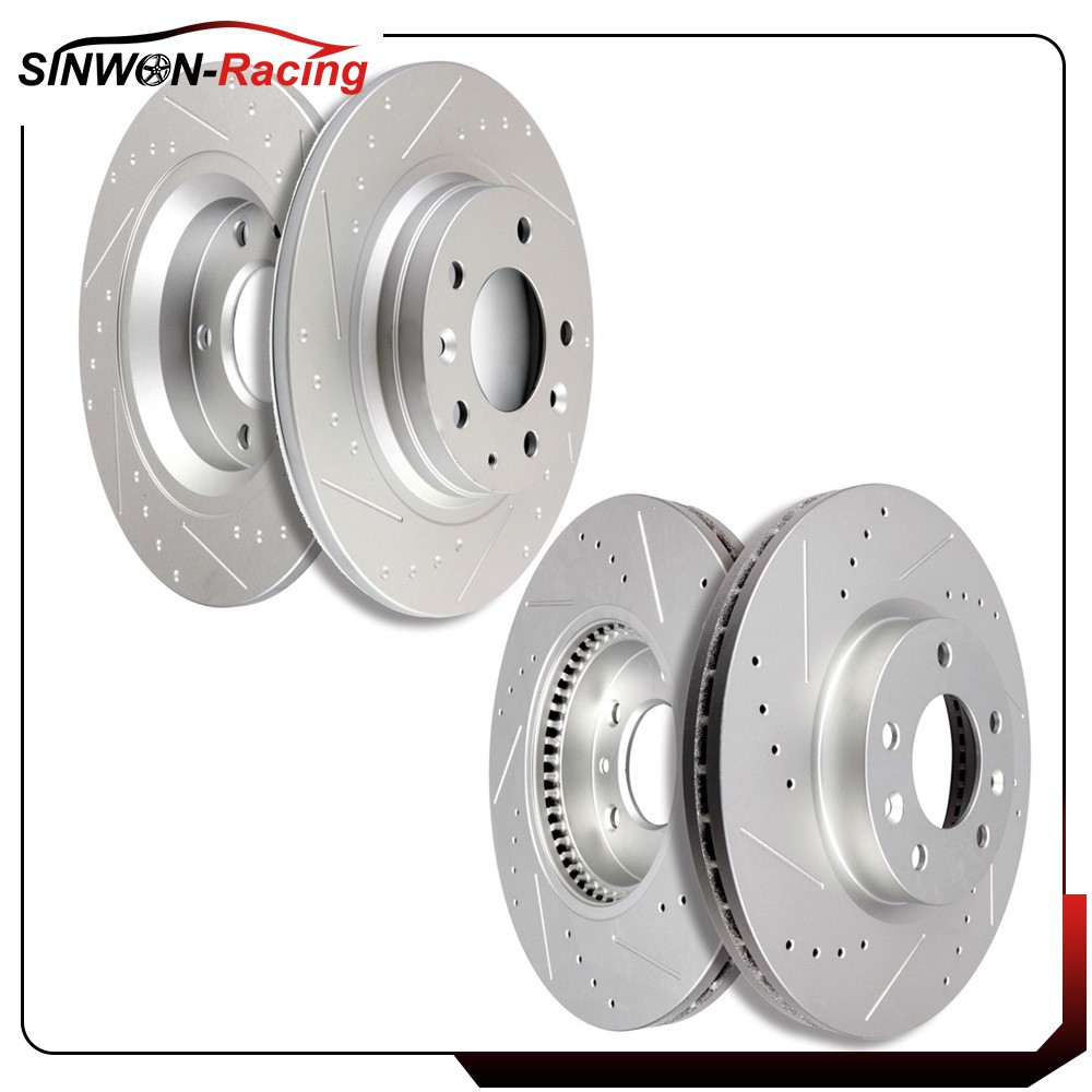 Front Rear Brake Rotors Slotted For 2006-2012 Ford Fusion 2006-2013 Mazda 6 2008