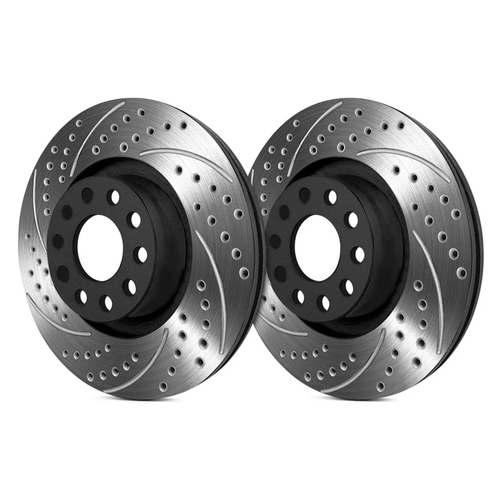 For Nissan Titan 05-07 Double Drilled & Slotted 1-Piece Front Brake Rotors