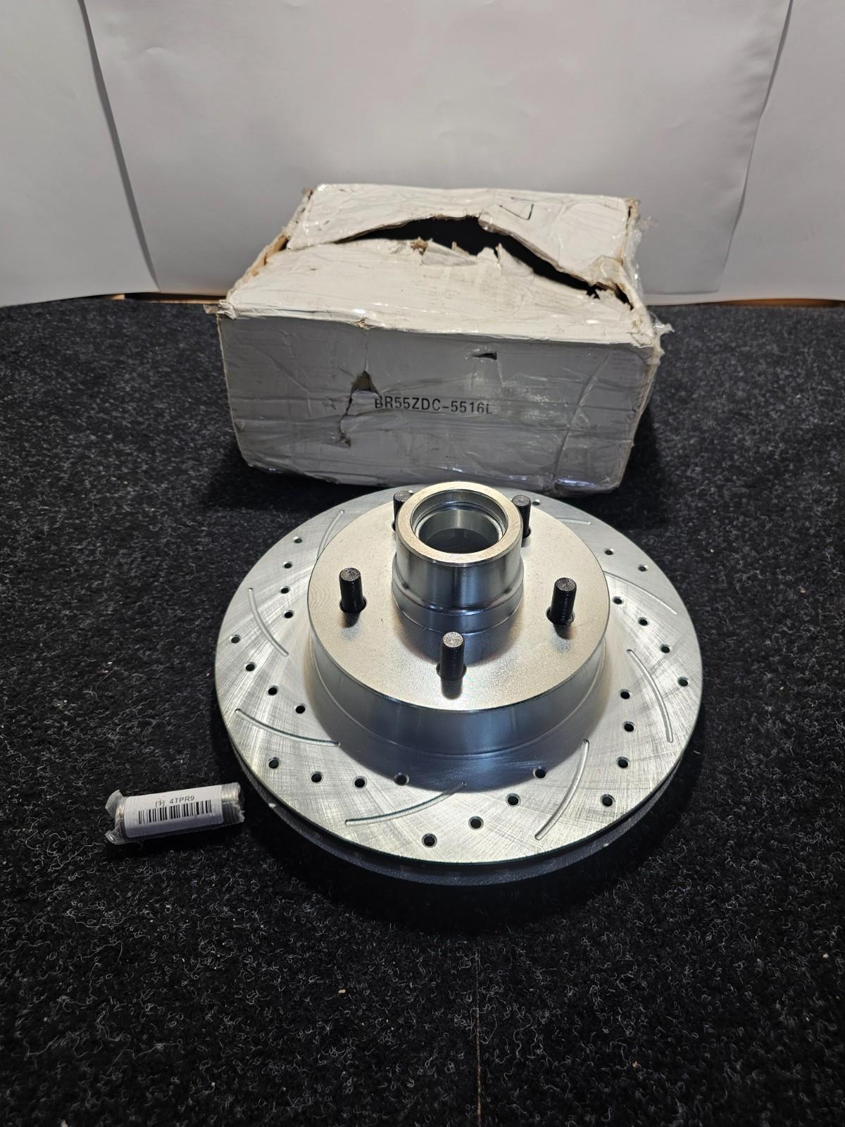 Disc Brake Rotor Cross-drilled Vented BR55ZDC-5516L, Zinc Plated, Cast Iron