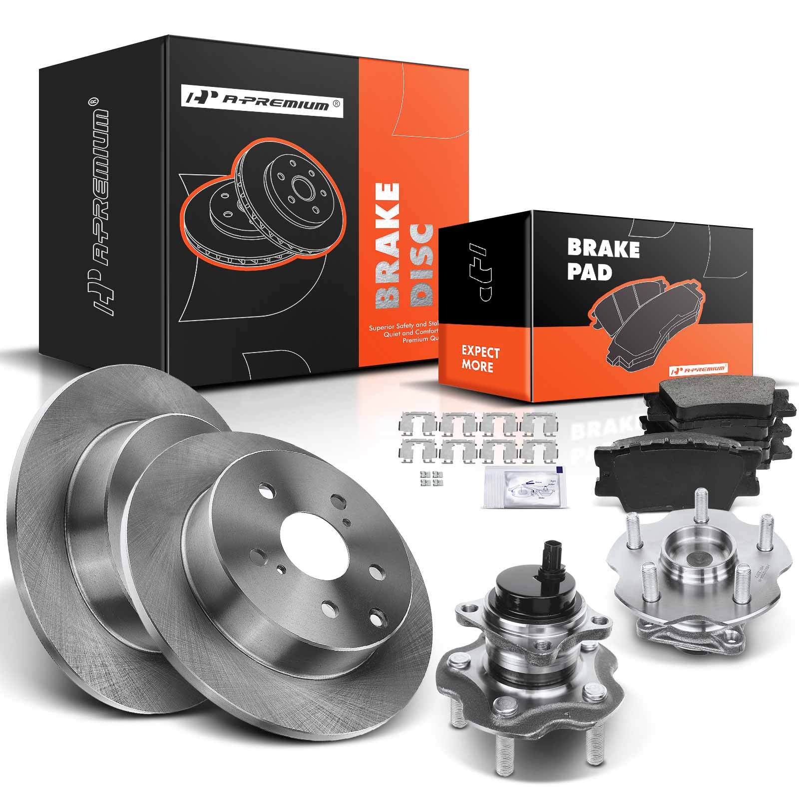 Rear Disc Brake Rotor&Pads+Wheel Hub Bearing for Toyota RAV4 2006-2018 Lexus FWD