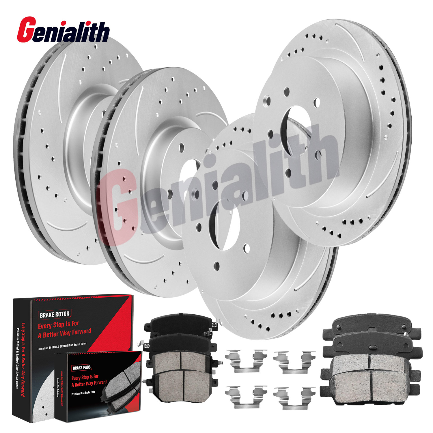 Front & Rear Drilled Rotors Brake Pads Kit for 2005 2006 2007 Nissan Murano