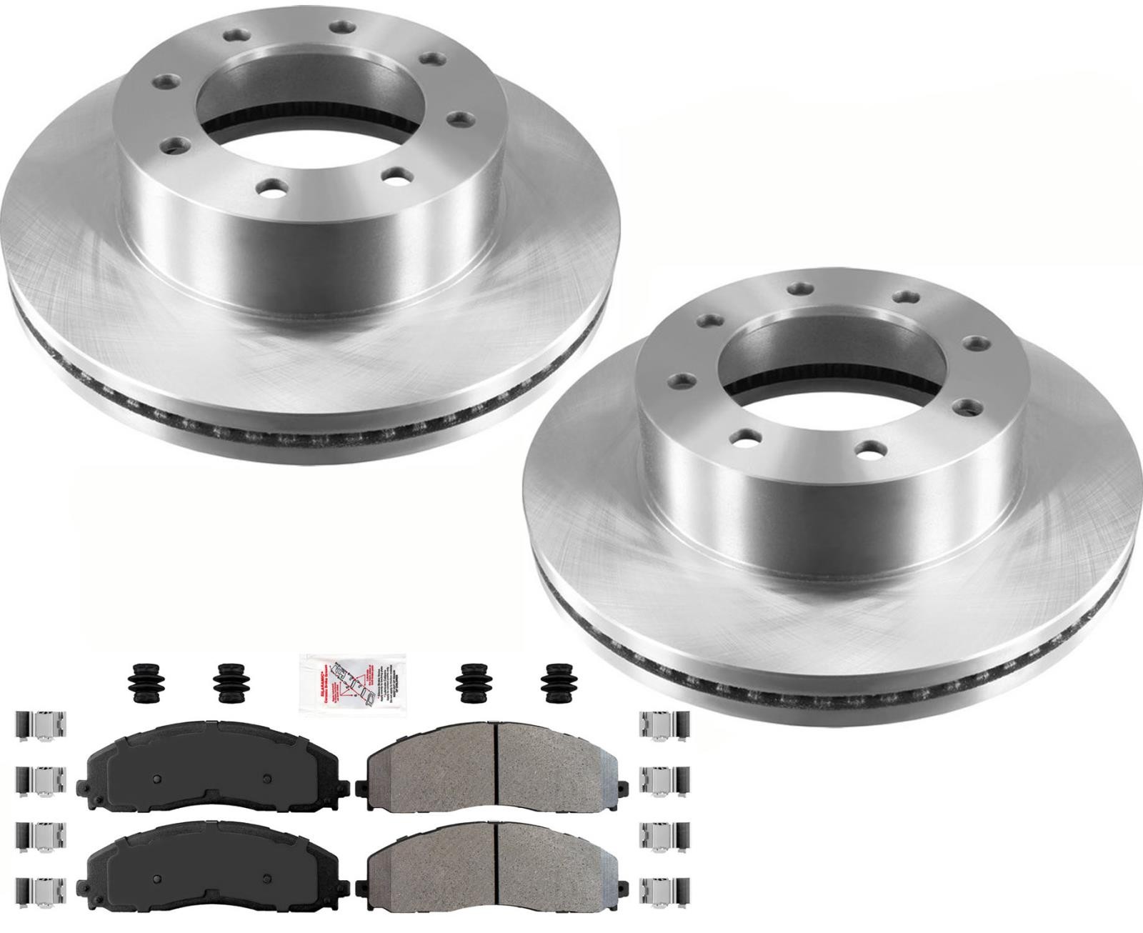 Front Brake Disc Rotors & Pads Set Fits Ford F250 Super Duty 4 Wheel Drive 13-22